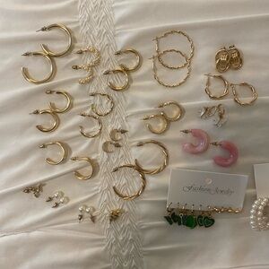 Gold earrings and necklaces